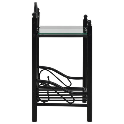 vidaXL Table de chevet acier et verre trempé 45x30,5x60 cm noir