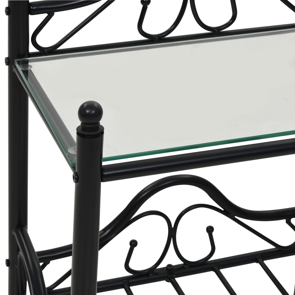 vidaXL Table de chevet acier et verre trempé 45x30,5x60 cm noir