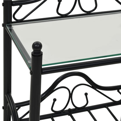 vidaXL Table de chevet acier et verre trempé 45x30,5x60 cm noir