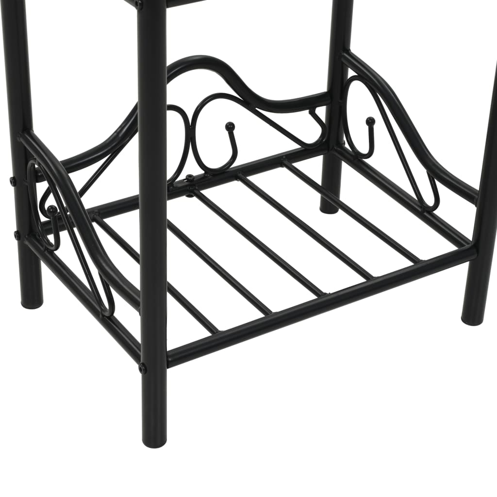 vidaXL Table de chevet acier et verre trempé 45x30,5x60 cm noir