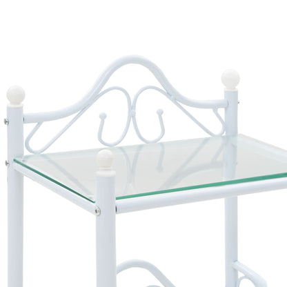 vidaXL Table de chevet en acier et verre trempé 45x30,5x60 cm blanc