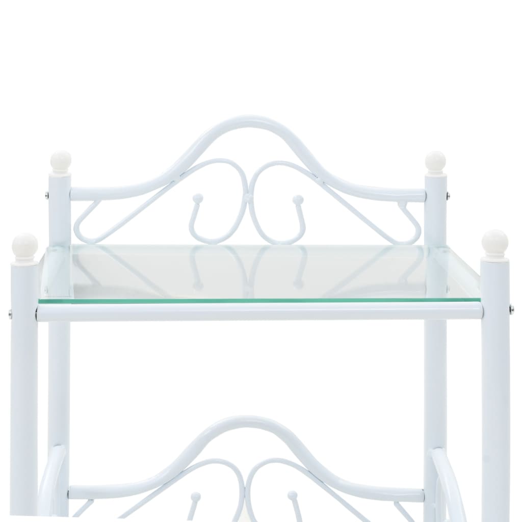 vidaXL Table de chevet en acier et verre trempé 45x30,5x60 cm blanc