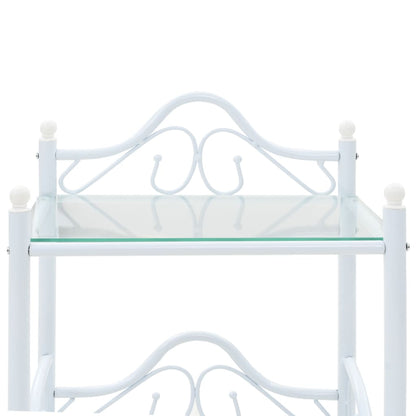 vidaXL Table de chevet en acier et verre trempé 45x30,5x60 cm blanc