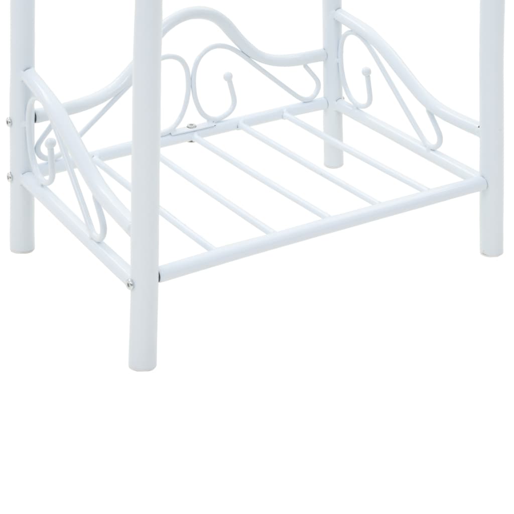 vidaXL Table de chevet en acier et verre trempé 45x30,5x60 cm blanc