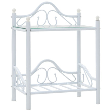 vidaXL Tables de chevet 2 pcs Acier et verre trempé 45x30,5x60 cm Blanc