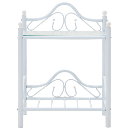 vidaXL Tables de chevet 2 pcs Acier et verre trempé 45x30,5x60 cm Blanc