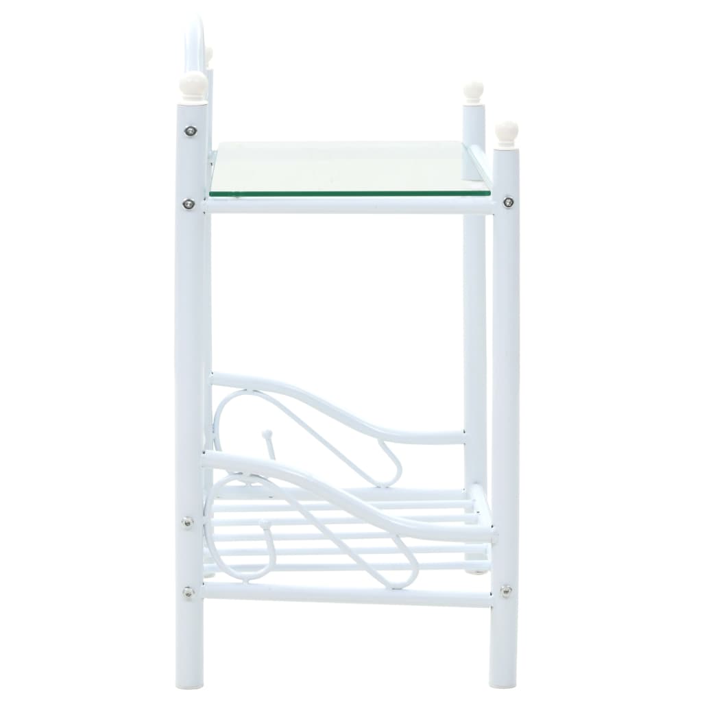 vidaXL Tables de chevet 2 pcs Acier et verre trempé 45x30,5x60 cm Blanc