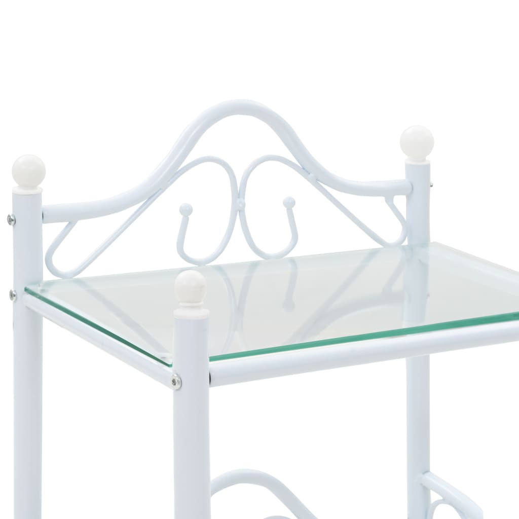 vidaXL Tables de chevet 2 pcs Acier et verre trempé 45x30,5x60 cm Blanc