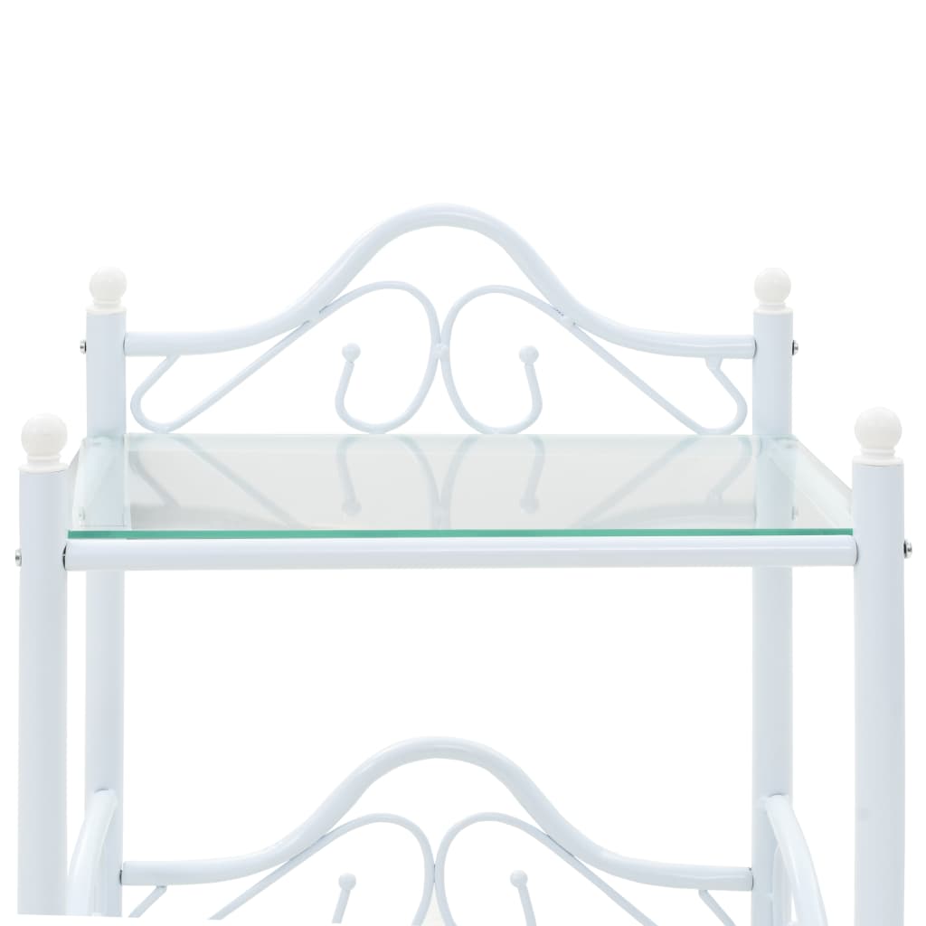 vidaXL Tables de chevet 2 pcs Acier et verre trempé 45x30,5x60 cm Blanc