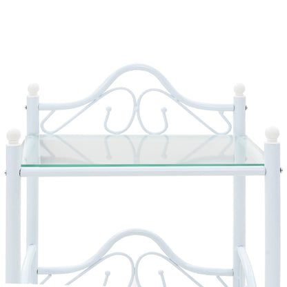 vidaXL Tables de chevet 2 pcs Acier et verre trempé 45x30,5x60 cm Blanc