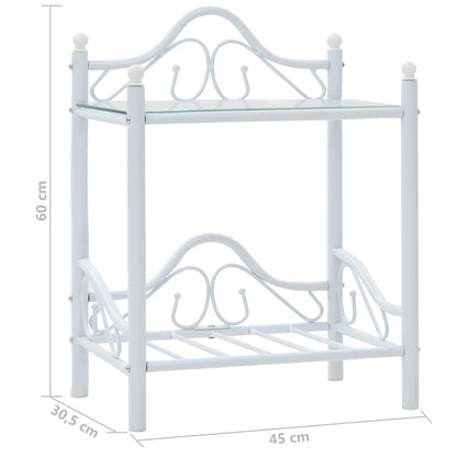 vidaXL Tables de chevet 2 pcs Acier et verre trempé 45x30,5x60 cm Blanc