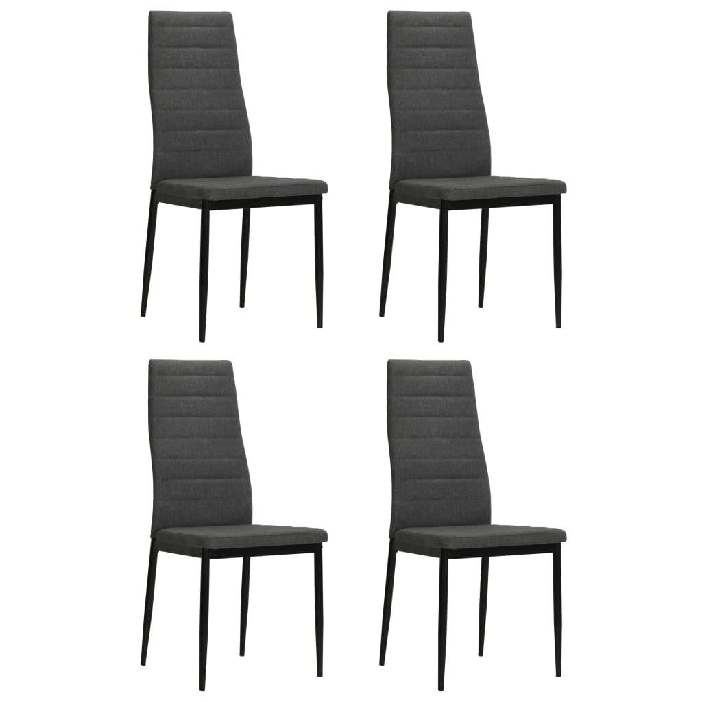 vidaXL Chaises de salle à manger 4 pcs Gris Bois d'hévéa massif et tissu