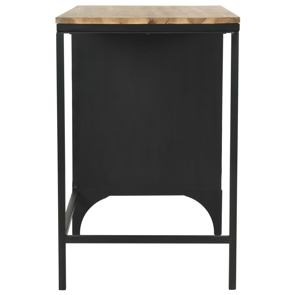 vidaXL Bureau piédestal simple bois massif et acier 100x50x76 cm