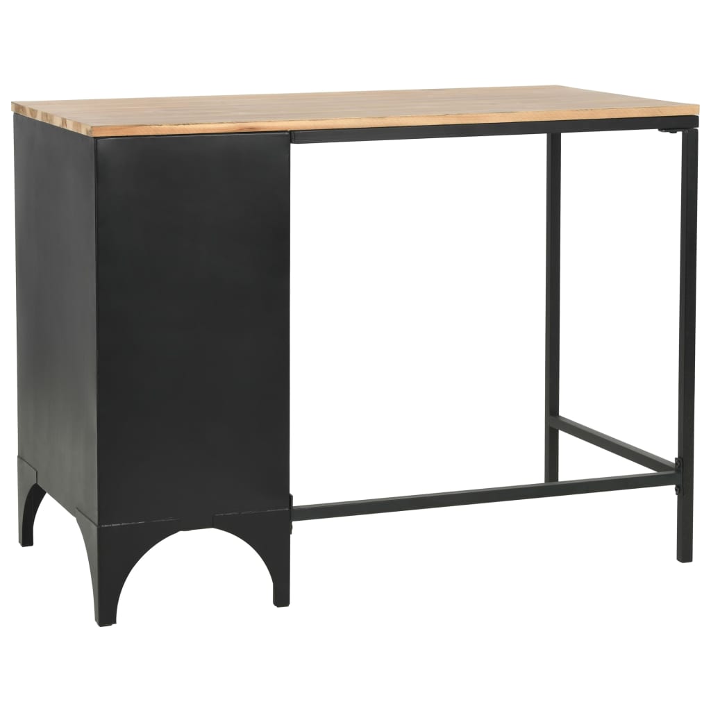 vidaXL Bureau piédestal simple bois massif et acier 100x50x76 cm