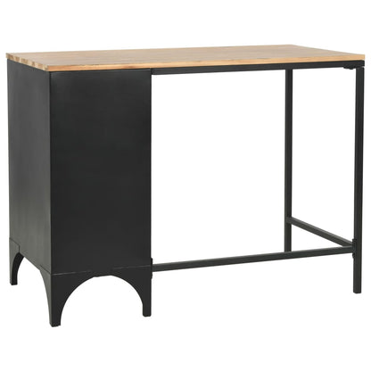 vidaXL Bureau piédestal simple bois massif et acier 100x50x76 cm