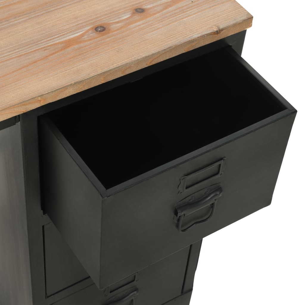 vidaXL Bureau piédestal simple bois massif et acier 100x50x76 cm