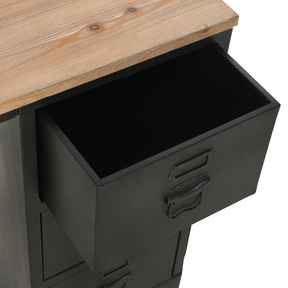 vidaXL Bureau piédestal simple bois massif et acier 100x50x76 cm