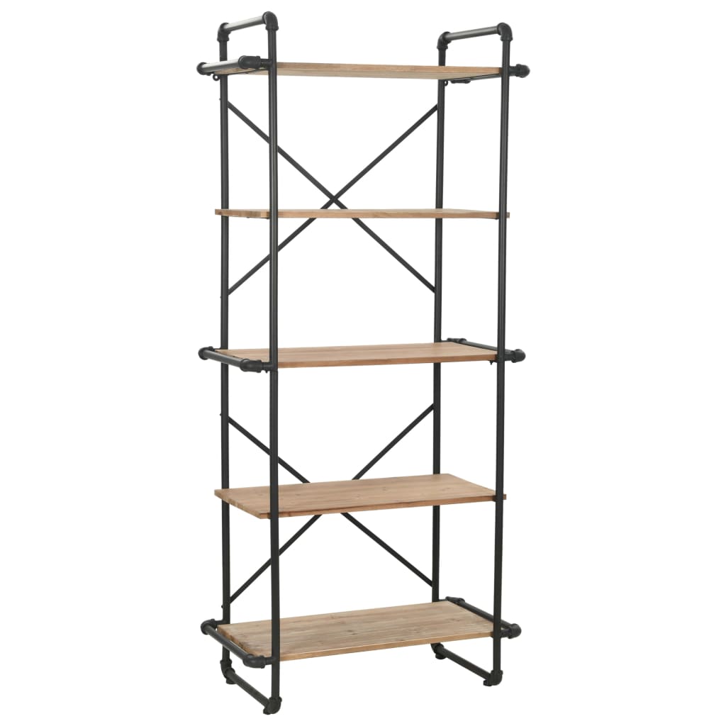 vidaXL Bücherregal Massivholz Tanne und Stahl 80x42x180 cm