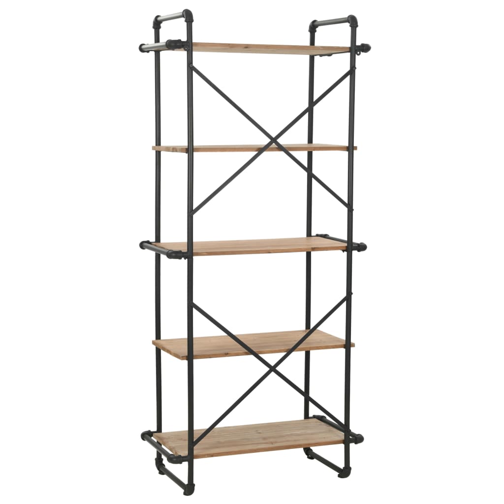 vidaXL Bücherregal Massivholz Tanne und Stahl 80x42x180 cm