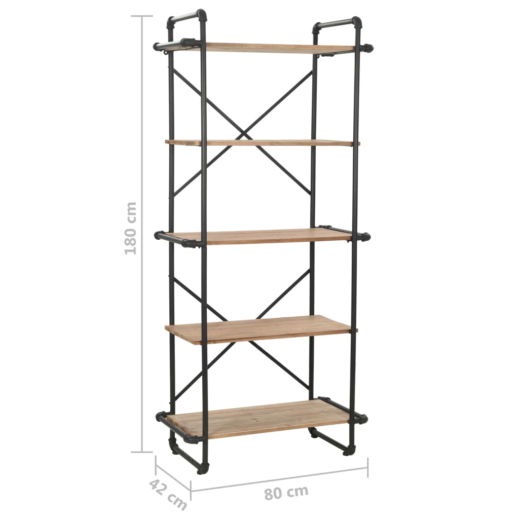 vidaXL Bücherregal Massivholz Tanne und Stahl 80x42x180 cm