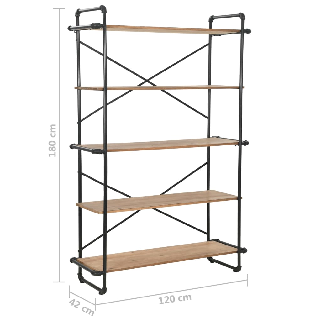 vidaXL Bücherregal Massivholz Tanne und Stahl 120x42x180 cm