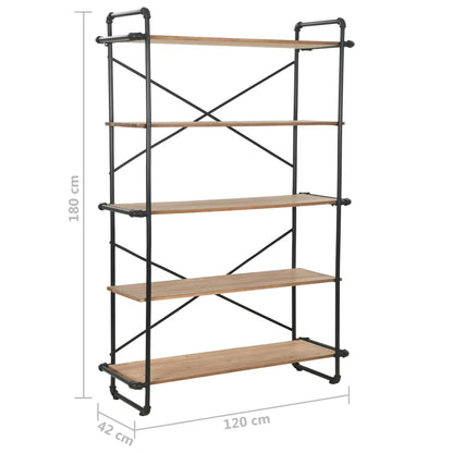 vidaXL Bücherregal Massivholz Tanne und Stahl 120x42x180 cm