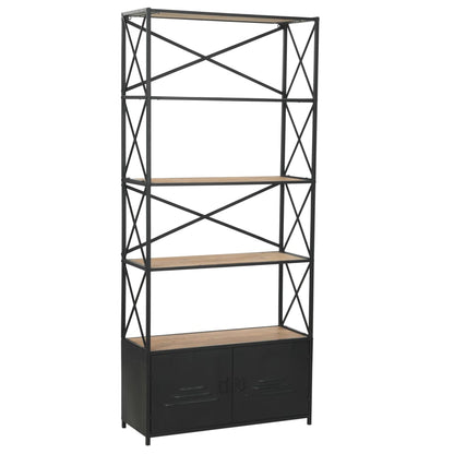 vidaXL Bücherregal Massivholz Tanne und Stahl 80x32,5x180 cm