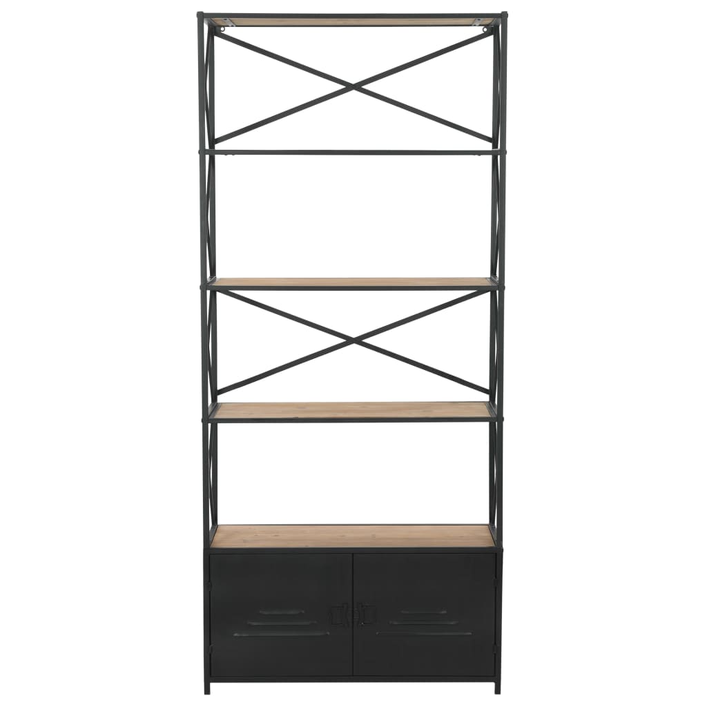 vidaXL Bücherregal Massivholz Tanne und Stahl 80x32,5x180 cm