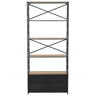 vidaXL Bücherregal Massivholz Tanne und Stahl 80x32,5x180 cm