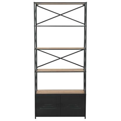 vidaXL Bücherregal Massivholz Tanne und Stahl 80x32,5x180 cm