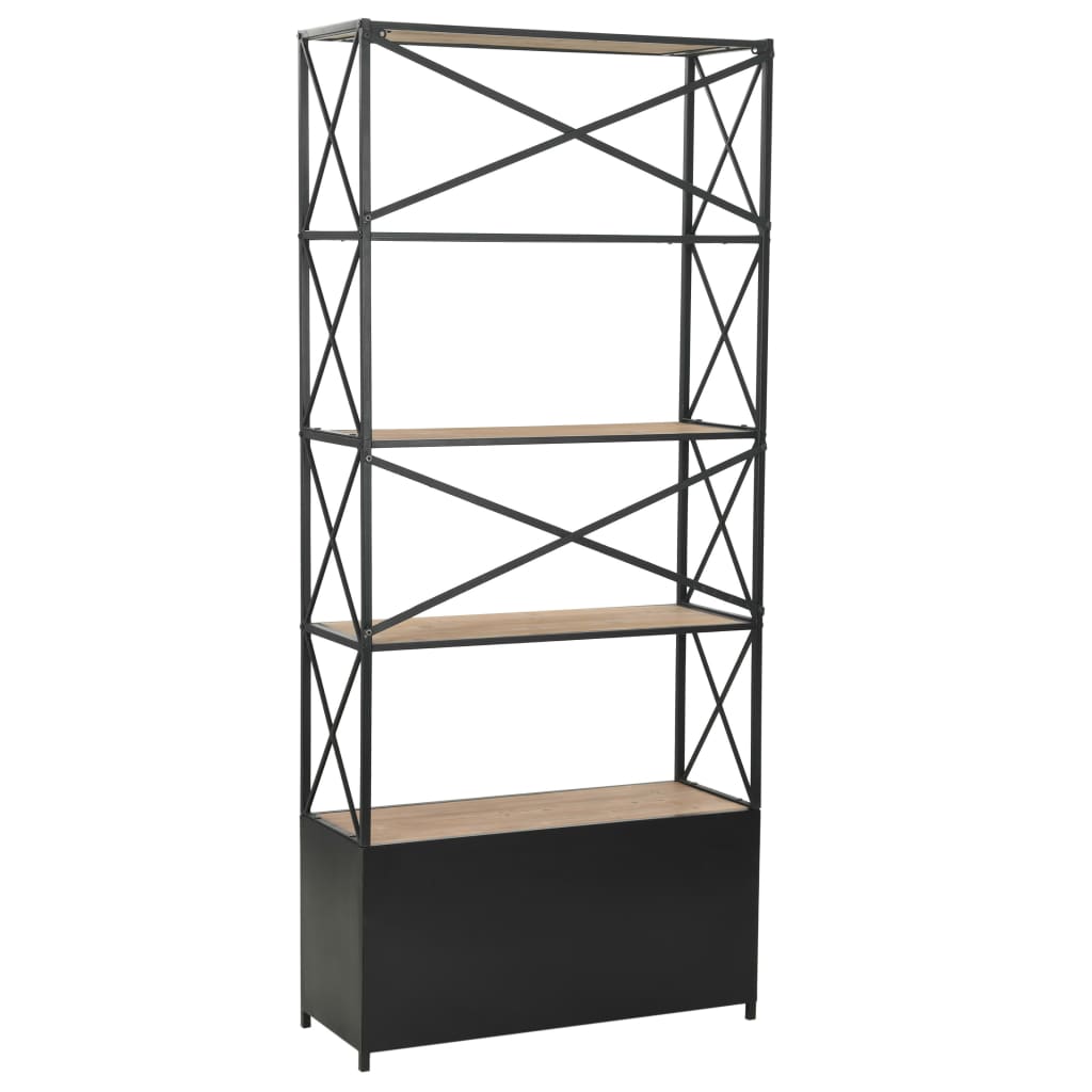 vidaXL Bücherregal Massivholz Tanne und Stahl 80x32,5x180 cm