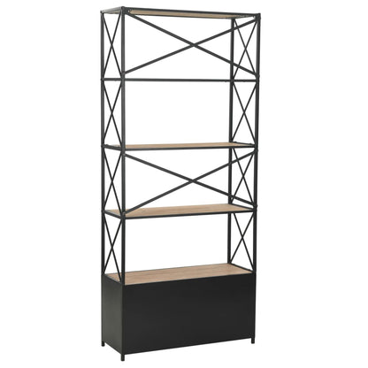 vidaXL Bücherregal Massivholz Tanne und Stahl 80x32,5x180 cm