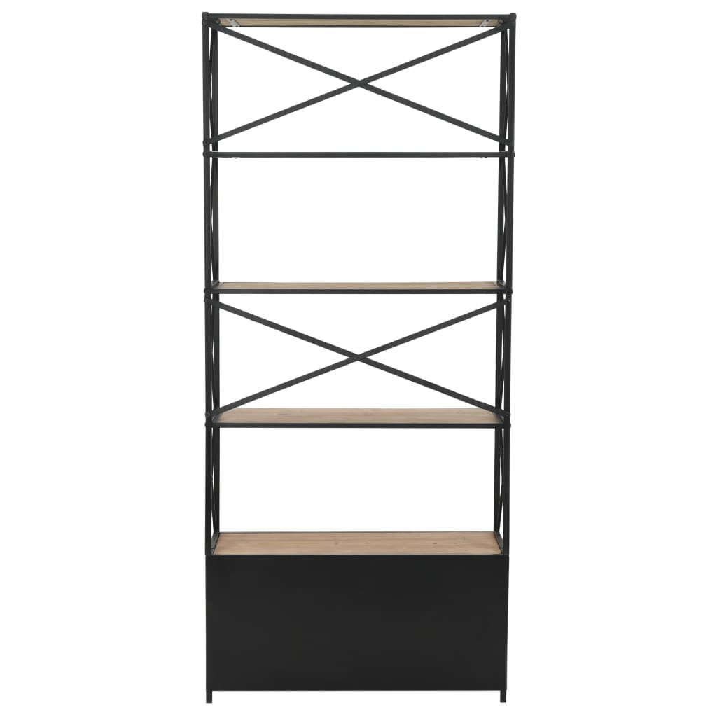 vidaXL Bücherregal Massivholz Tanne und Stahl 80x32,5x180 cm