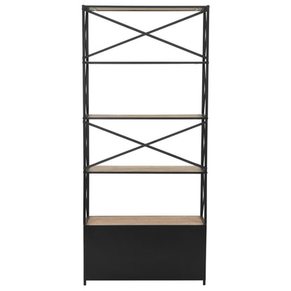 vidaXL Bücherregal Massivholz Tanne und Stahl 80x32,5x180 cm