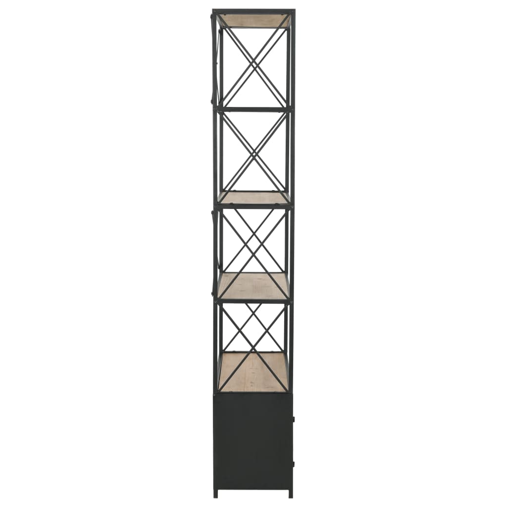 vidaXL Bücherregal Massivholz Tanne und Stahl 80x32,5x180 cm