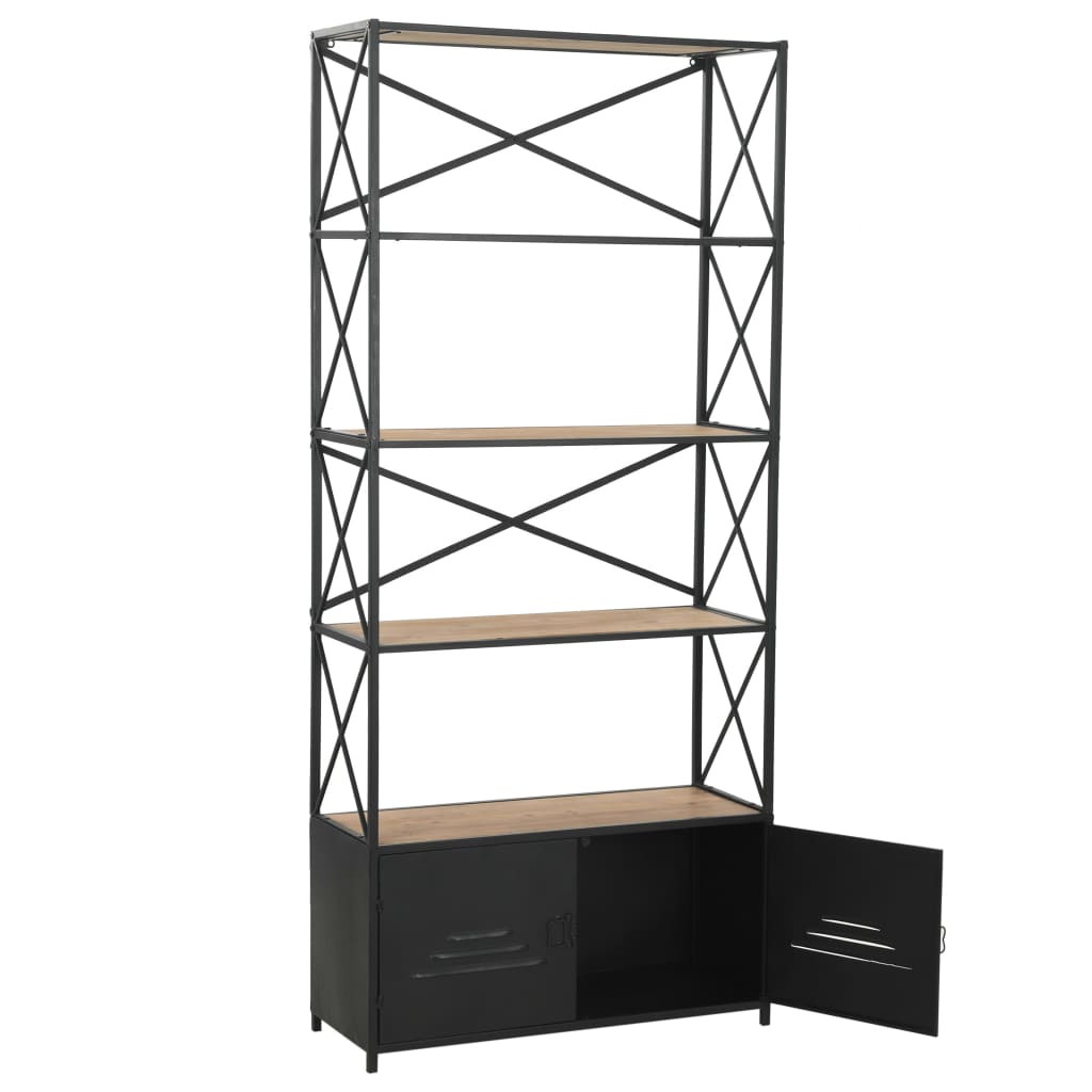 vidaXL Bücherregal Massivholz Tanne und Stahl 80x32,5x180 cm