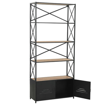 vidaXL Bücherregal Massivholz Tanne und Stahl 80x32,5x180 cm