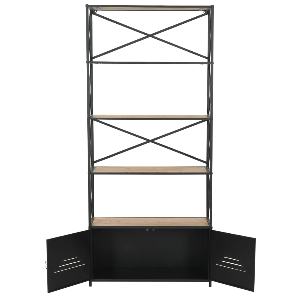 vidaXL Bücherregal Massivholz Tanne und Stahl 80x32,5x180 cm
