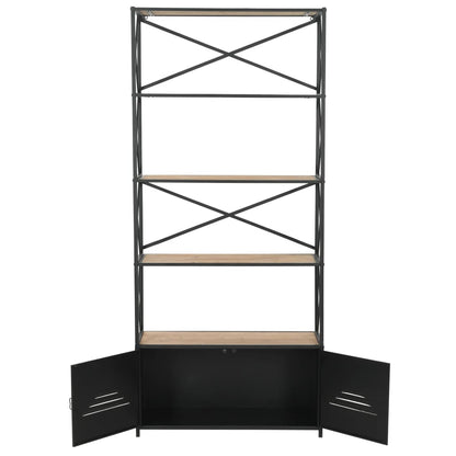 vidaXL Bücherregal Massivholz Tanne und Stahl 80x32,5x180 cm