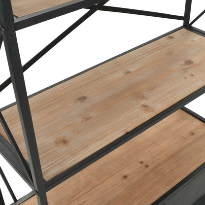 vidaXL Bücherregal Massivholz Tanne und Stahl 80x32,5x180 cm