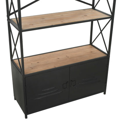 vidaXL Bücherregal Massivholz Tanne und Stahl 80x32,5x180 cm