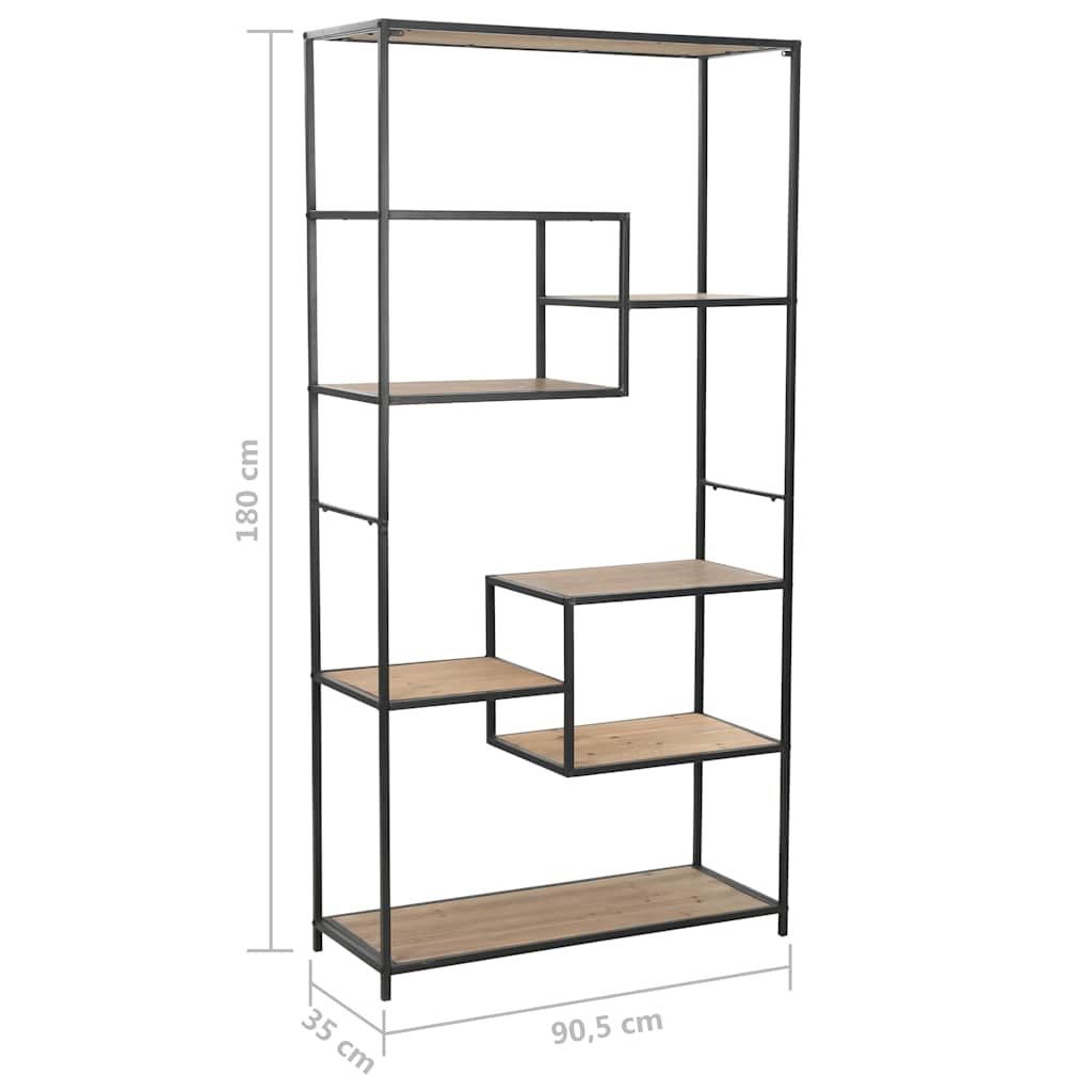 vidaXL Bücherregal Massivholz Tanne und Stahl 90,5x35x180 cm