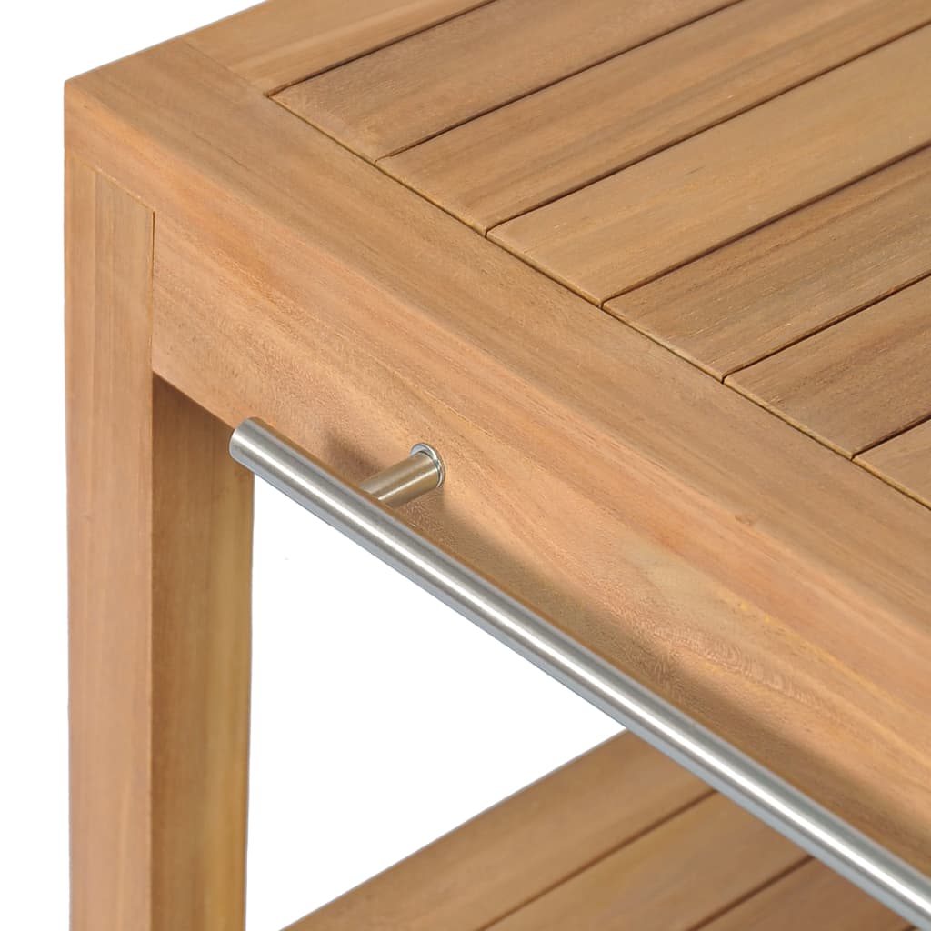 vidaXL Waschtisch Massivholz Teak mit Waschbecken aus Flussstein