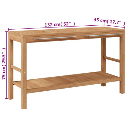 vidaXL Waschtischunterschrank Teak Massiv mit Flussstein Waschbecken