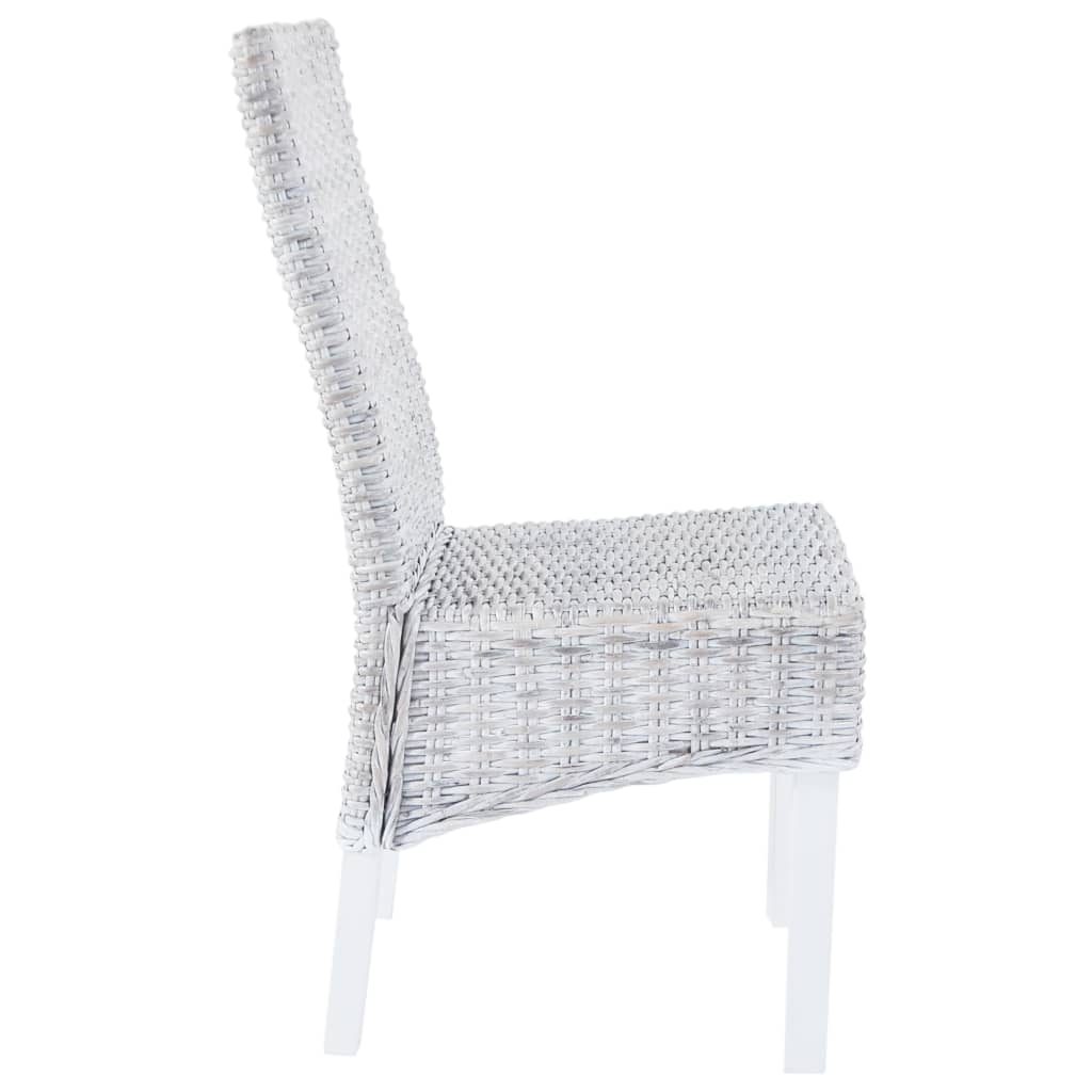 vidaXL Esszimmerstühle 2 Stk. Hellbraun Kubu-Rattan und Mahagoniholz