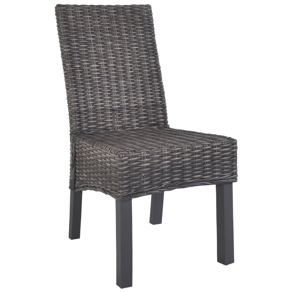 vidaXL Esszimmerstühle 2 Stk. Braun Kubu-Rattan und Mahagoniholz