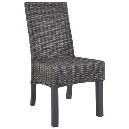 vidaXL Esszimmerstühle 2 Stk. Braun Kubu-Rattan und Mahagoniholz