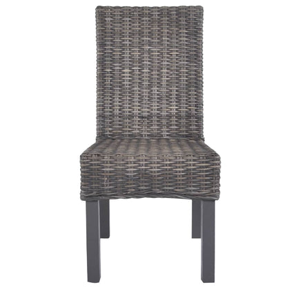vidaXL Esszimmerstühle 2 Stk. Braun Kubu-Rattan und Mahagoniholz
