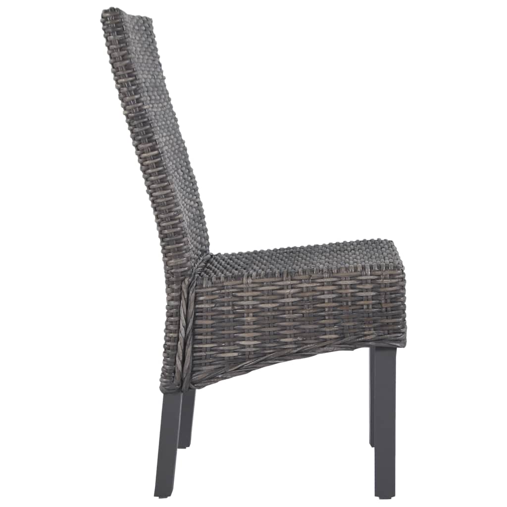 vidaXL Esszimmerstühle 2 Stk. Braun Kubu-Rattan und Mahagoniholz