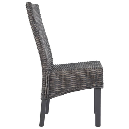 vidaXL Esszimmerstühle 2 Stk. Braun Kubu-Rattan und Mahagoniholz